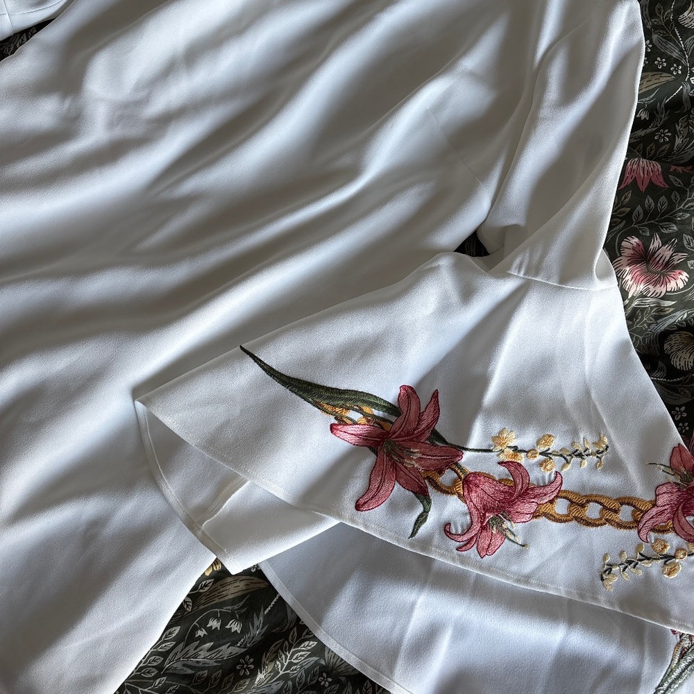White Floral Embroidered Dress